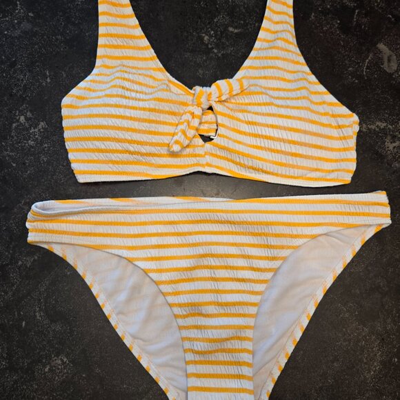 Cabana Del Sol Swimsuit Gold Stripe Bikini Size S - BEACH READY! - Picture 5 of 7